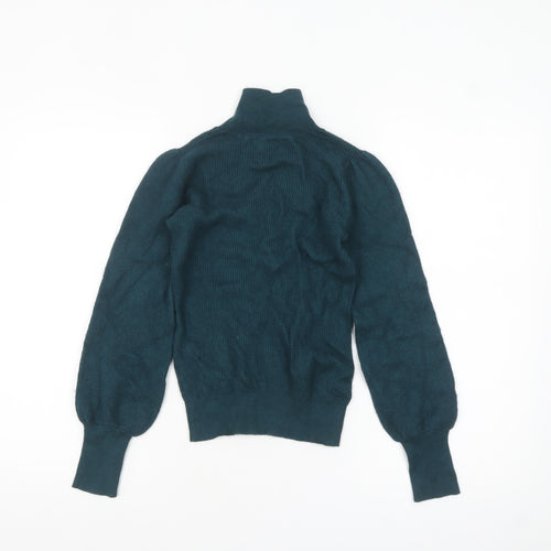 Hush Women’s Green Mock Neck Wool Blend Pullover Jumper XS