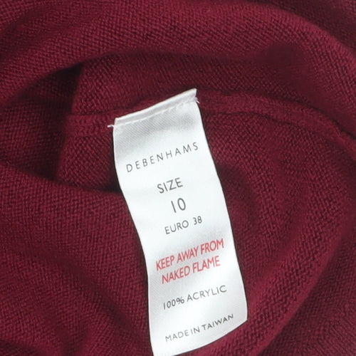 Debenhams Women Red Sequin Crew Neck Short Sleeve Jumper Size 10