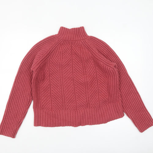 Next Women Pink Mock Neck Chunky Knit Pullover Jumper Size 14
