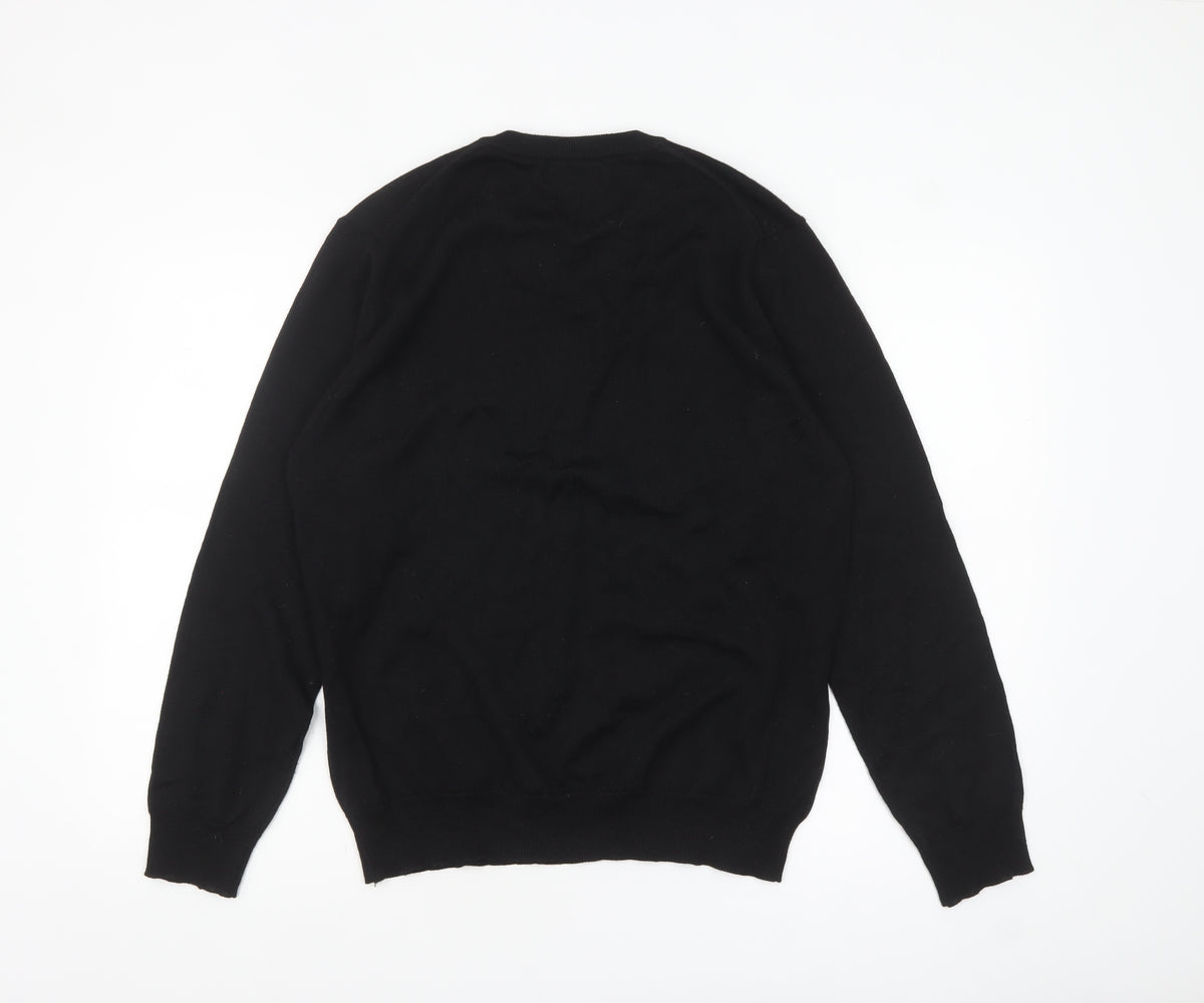 Brand and care label for Blazer Men's Black V-Neck jumper, size M, Classic Knit