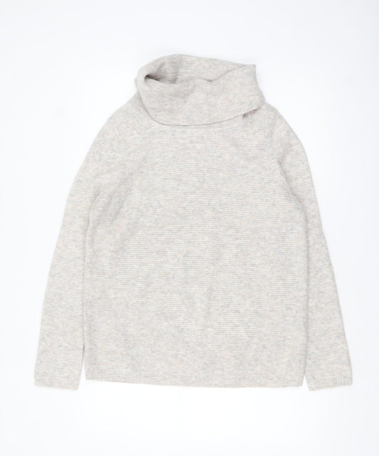 White Stuff Women’s Beige Wool Cowl Neck Pullover Jumper UK 10