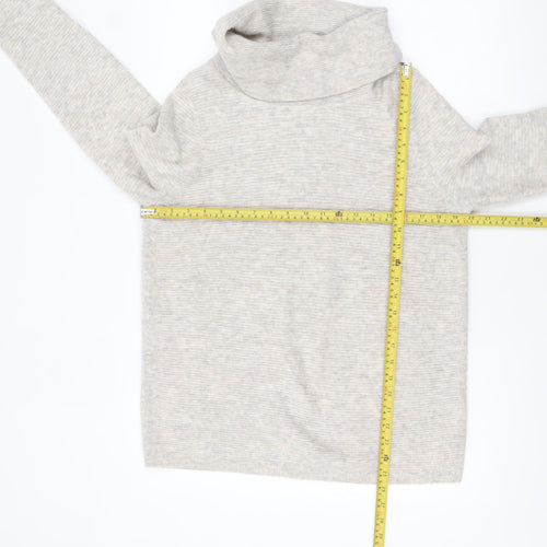 White Stuff Women’s Beige Wool Cowl Neck Pullover Jumper UK 10