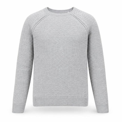 Brave Soul Men's Grey Chunky Knit Crew Neck Jumper Size L