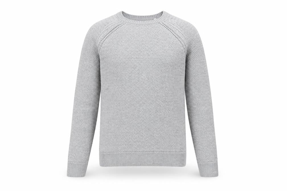 Brave Soul Men's Grey Chunky Knit Crew Neck Jumper Size L