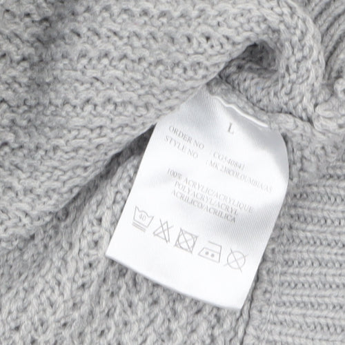 Brave Soul Men's Grey Chunky Knit Crew Neck Jumper Size L