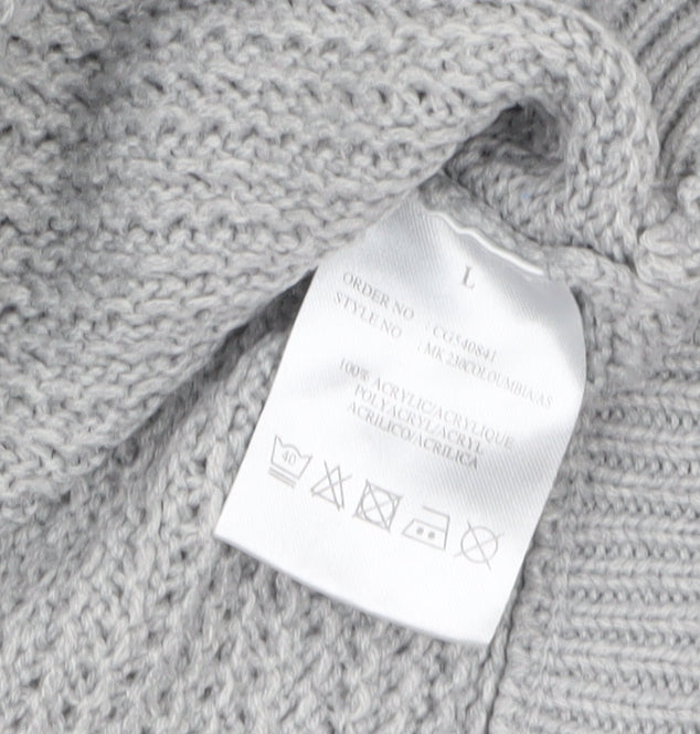 Brave Soul Men's Grey Chunky Knit Crew Neck Jumper Size L