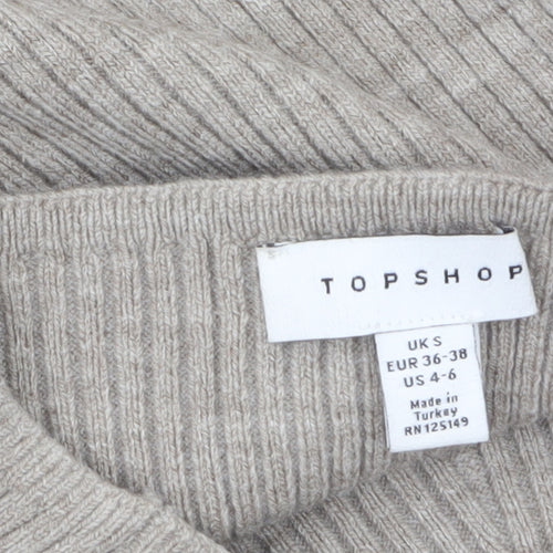 Topshop Women’s Beige Ribbed Knit Sweetheart Strapless Tank Top S