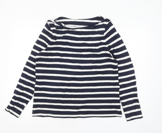 Marks and Spencer Women’s Blue Striped Long Sleeve Jersey T-Shirt Size 14