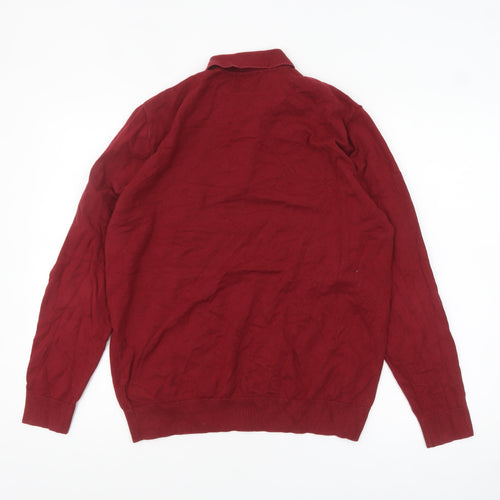 Next Mens Red Cotton Long Sleeve Polo Jumper M