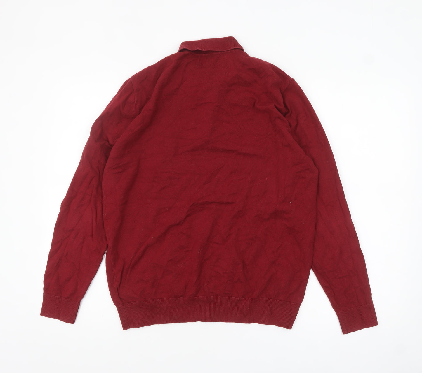 Next Mens Red Cotton Long Sleeve Polo Jumper M