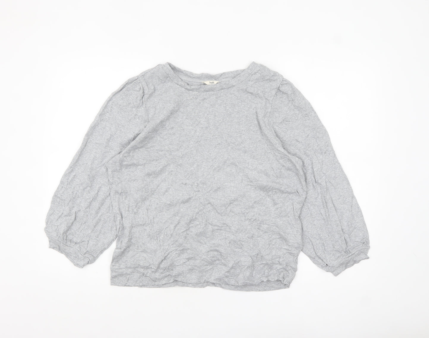 Hush Womens Grey Cotton Long Sleeve Basic Blouse Size L