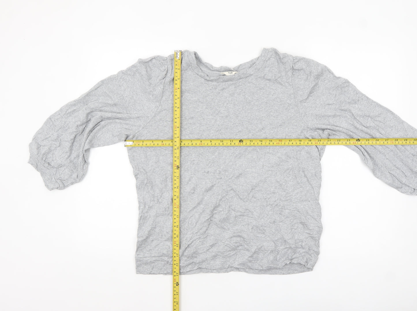 Hush Womens Grey Cotton Long Sleeve Basic Blouse Size L