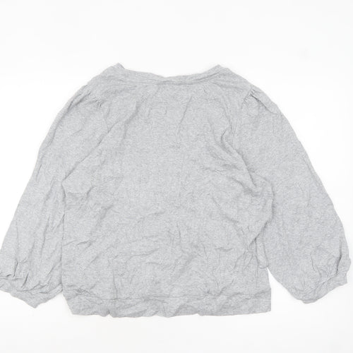 Hush Womens Grey Cotton Long Sleeve Basic Blouse Size L