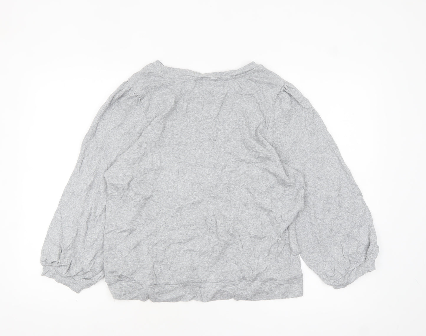 Hush Womens Grey Cotton Long Sleeve Basic Blouse Size L