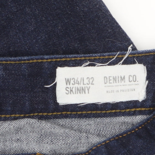 Denim Co Men’s Blue Skinny Jeans W34 L32 Slim Fit