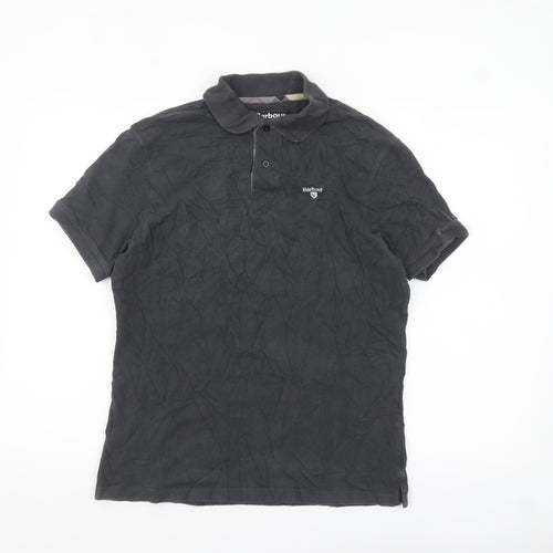 Barbour Men's Black Cotton Short Sleeve Polo Shirt Size L