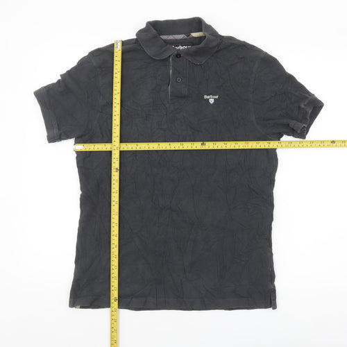 Barbour Men's Black Cotton Short Sleeve Polo Shirt Size L