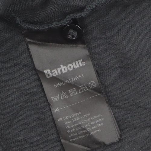 Barbour Men's Black Cotton Short Sleeve Polo Shirt Size L