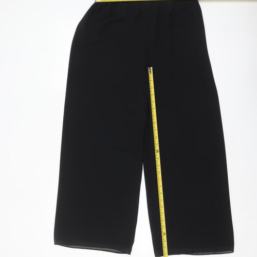 Frank Usher Women's Black Cropped Wide-Leg Trousers Size 12