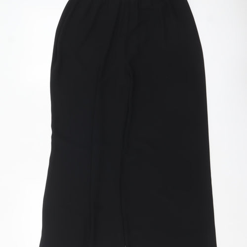 Frank Usher Women's Black Cropped Wide-Leg Trousers Size 12