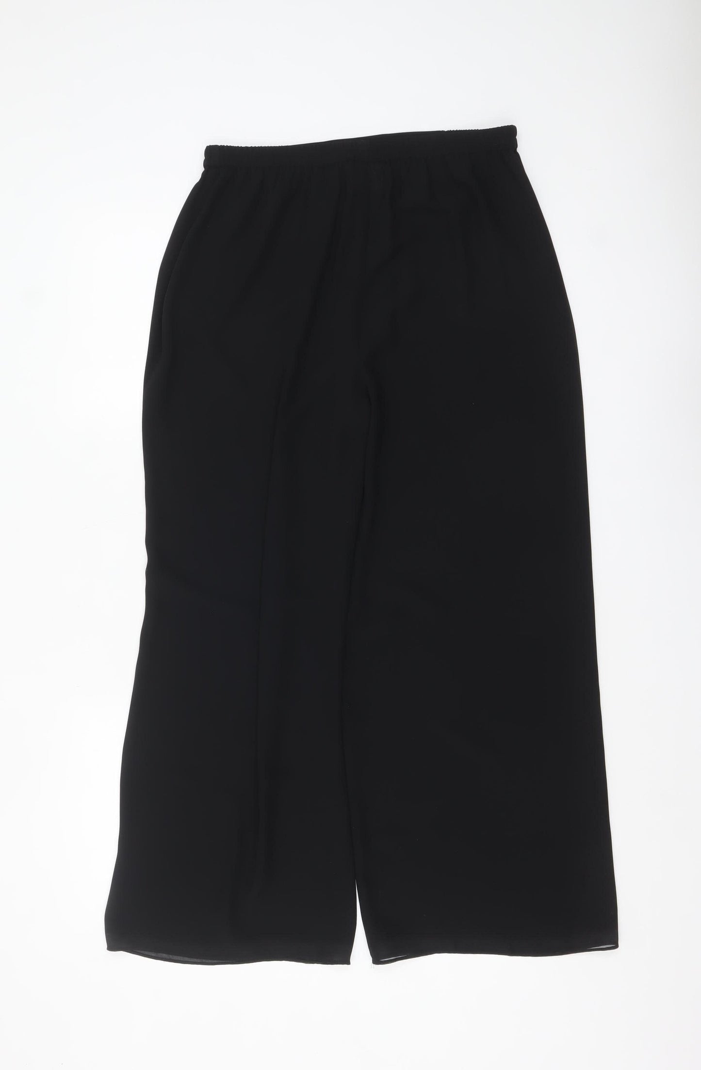 Frank Usher Women's Black Cropped Wide-Leg Trousers Size 12