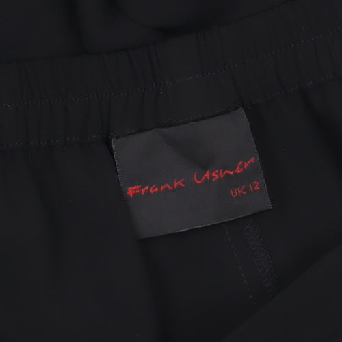Frank Usher Women's Black Cropped Wide-Leg Trousers Size 12