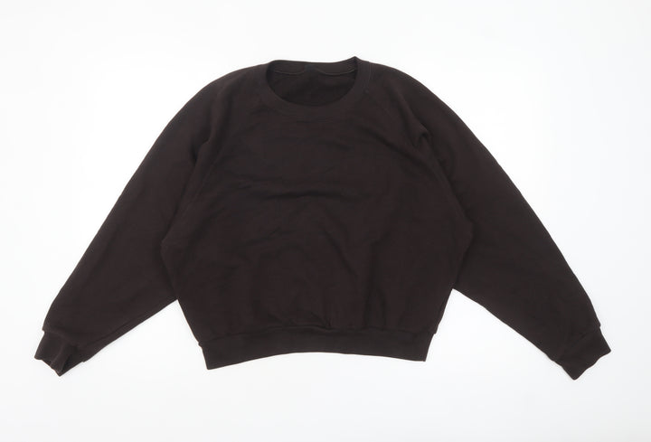 Uniqlo Womens Black Cotton Blend Crew Neck Pullover Sweatshirt L