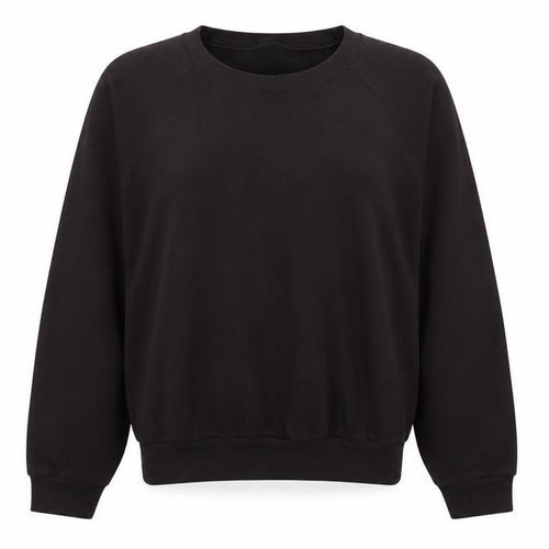 Uniqlo Womens Black Cotton Blend Crew Neck Pullover Sweatshirt L