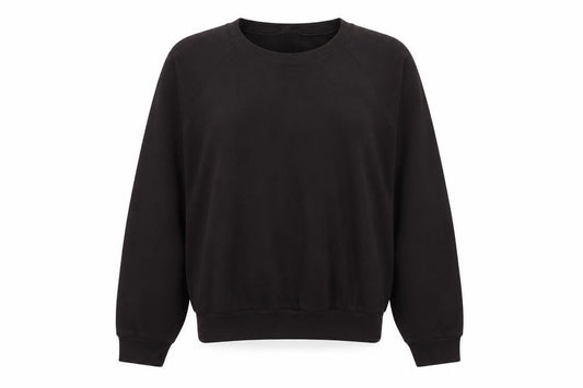 Front view of Uniqlo women’s black cotton blend crew neck pullover sweatshirt l