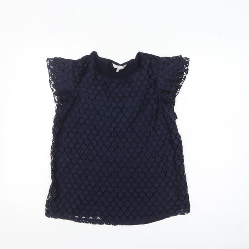 Red Herring Women's Blue Lace Flutter Sleeve Blouse Size 12