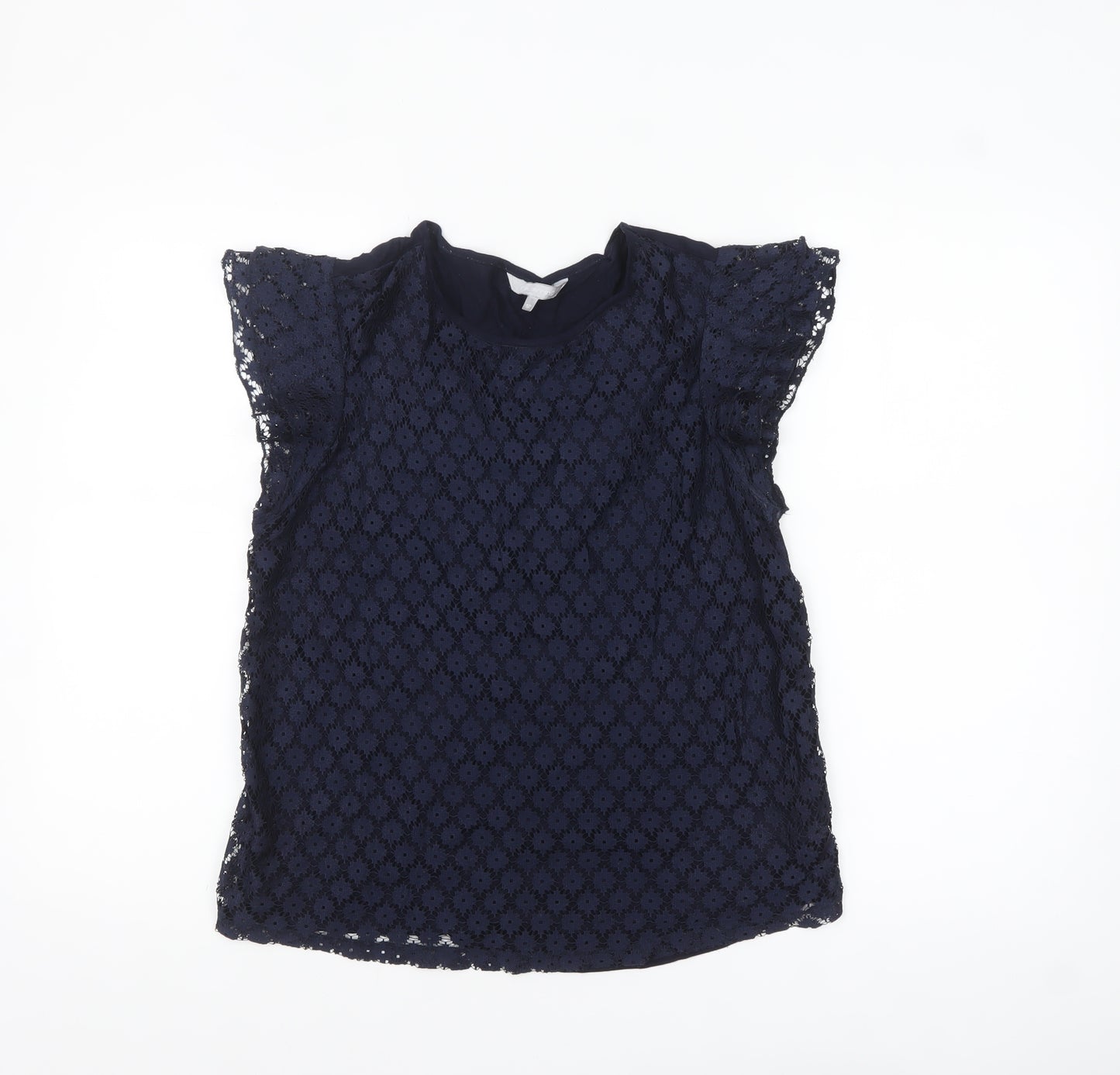 Red Herring Women's Blue Lace Flutter Sleeve Blouse Size 12