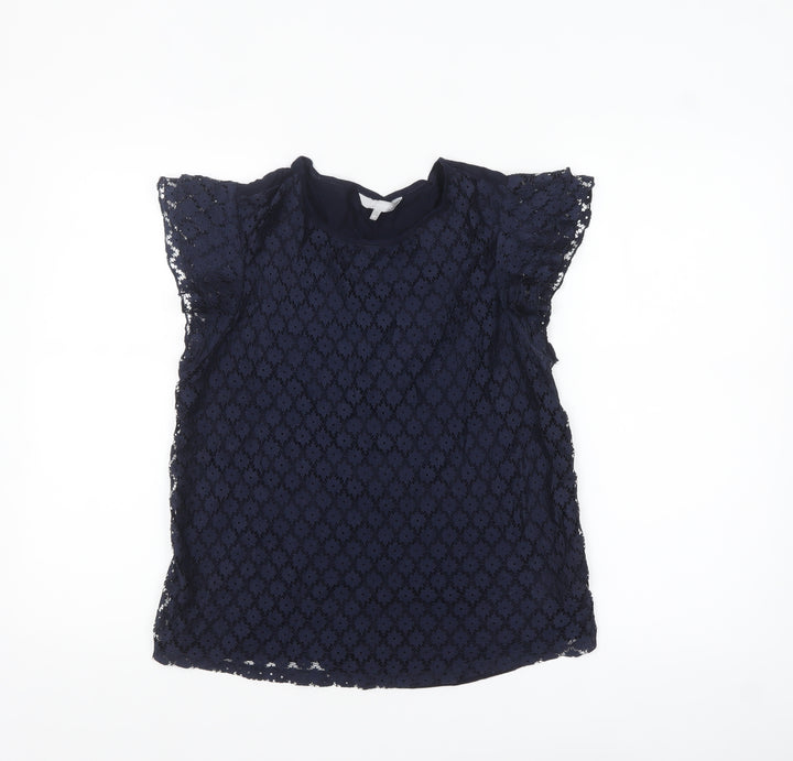 Red Herring Women's Blue Lace Flutter Sleeve Blouse Size 12