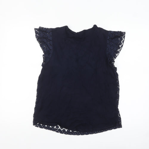 Red Herring Women's Blue Lace Flutter Sleeve Blouse Size 12