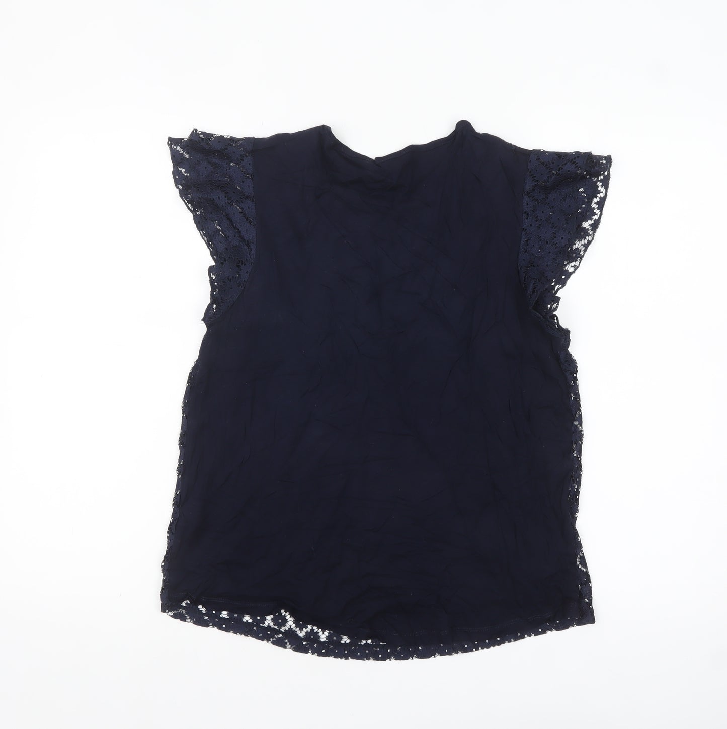 Red Herring Women's Blue Lace Flutter Sleeve Blouse Size 12