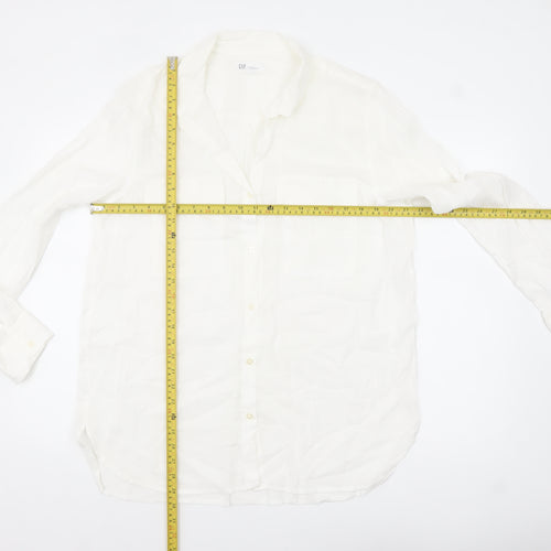 GAP Women's White Cotton Button-Up Shirt Long Sleeve L Relaxed Fit