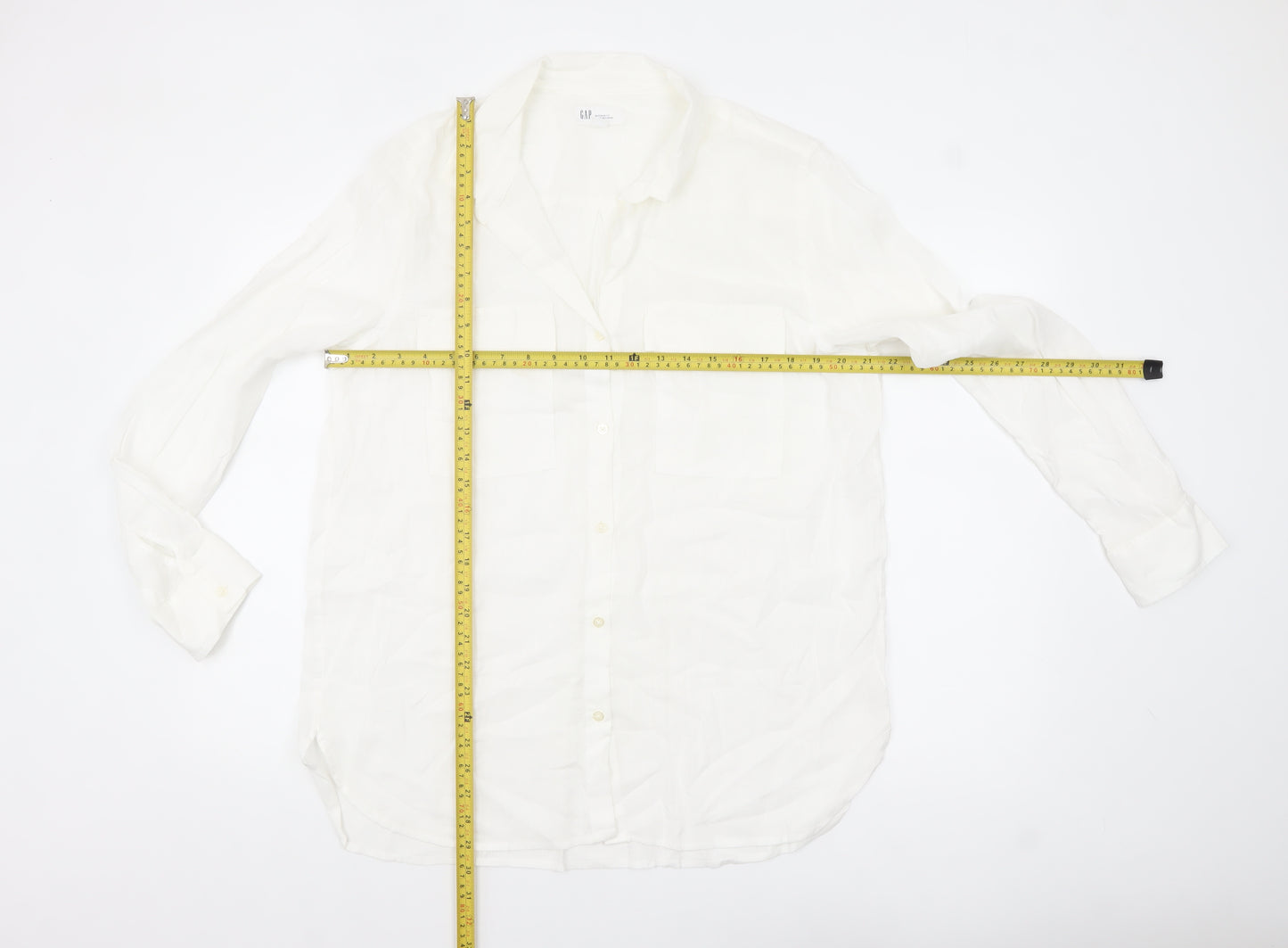GAP Women's White Cotton Button-Up Shirt Long Sleeve L Relaxed Fit