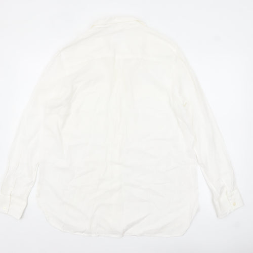 GAP Women's White Cotton Button-Up Shirt Long Sleeve L Relaxed Fit