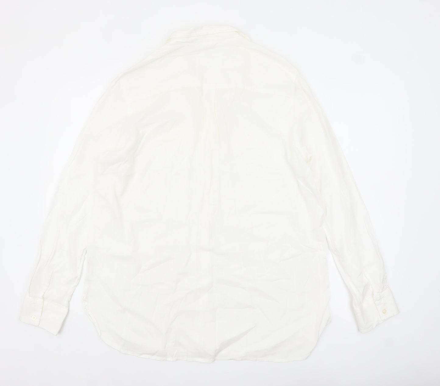 GAP Women's White Cotton Button-Up Shirt Long Sleeve L Relaxed Fit