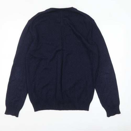 FCUK Men's Blue Cotton Knit Crew Neck Pullover Jumper Size M