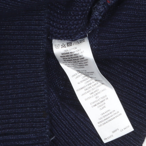FCUK Men's Blue Cotton Knit Crew Neck Pullover Jumper Size M