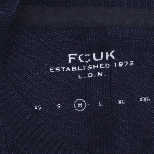 FCUK Men's Blue Cotton Knit Crew Neck Pullover Jumper Size M