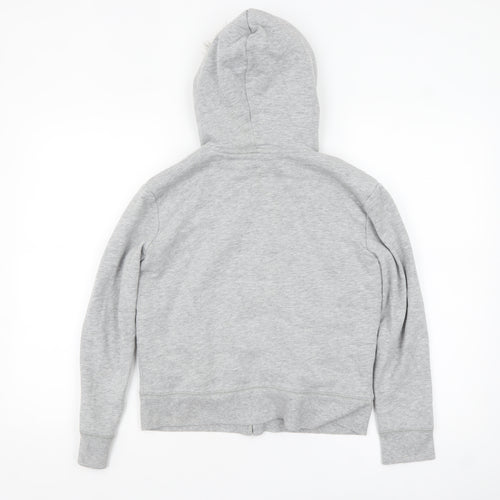 GAP Girls Grey Full Zip Fur Trim Hoodie Size 12-13 Years