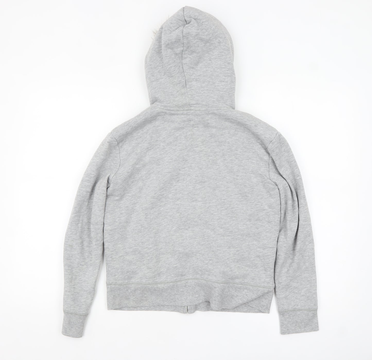 GAP Girls Grey Full Zip Fur Trim Hoodie Size 12-13 Years