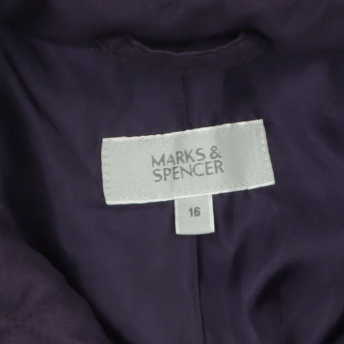 Marks and Spencer Women's Purple Quilted Mid-Length Jacket Size 16