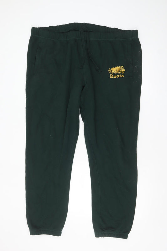 Roots Men's Green Jogger Sweatpants Size 2XL Comfortable Fleece