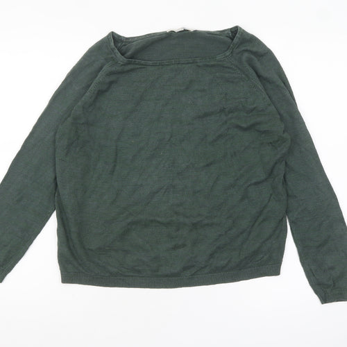 Boden Women’s Green Linen Cotton Blend Boat Neck Jumper UK 10