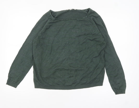 Boden Women’s Green Linen Cotton Blend Boat Neck Jumper UK 10