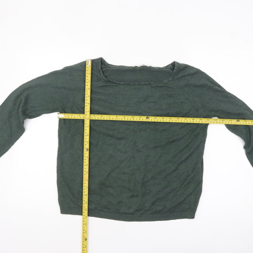 Boden Women’s Green Linen Cotton Blend Boat Neck Jumper UK 10