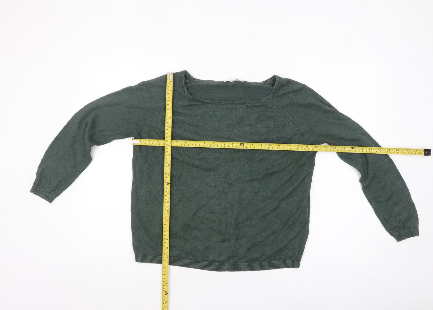 Boden Women’s Green Linen Cotton Blend Boat Neck Jumper UK 10