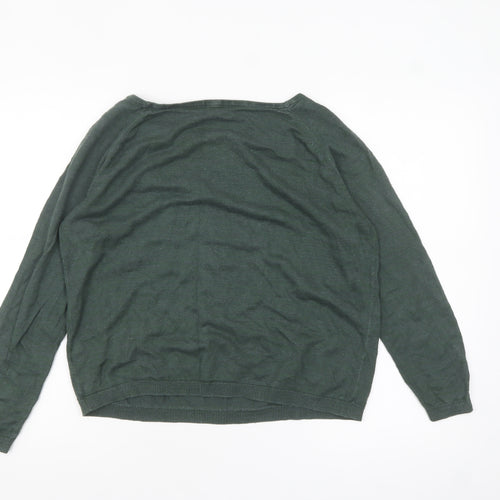Boden Women’s Green Linen Cotton Blend Boat Neck Jumper UK 10